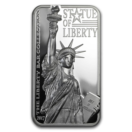 2017 Cook Islands 2 oz Silver Statue of Liberty Bar Coin 2017 Cook Islands 2 oz Silver Statue of Liberty Bar Coin